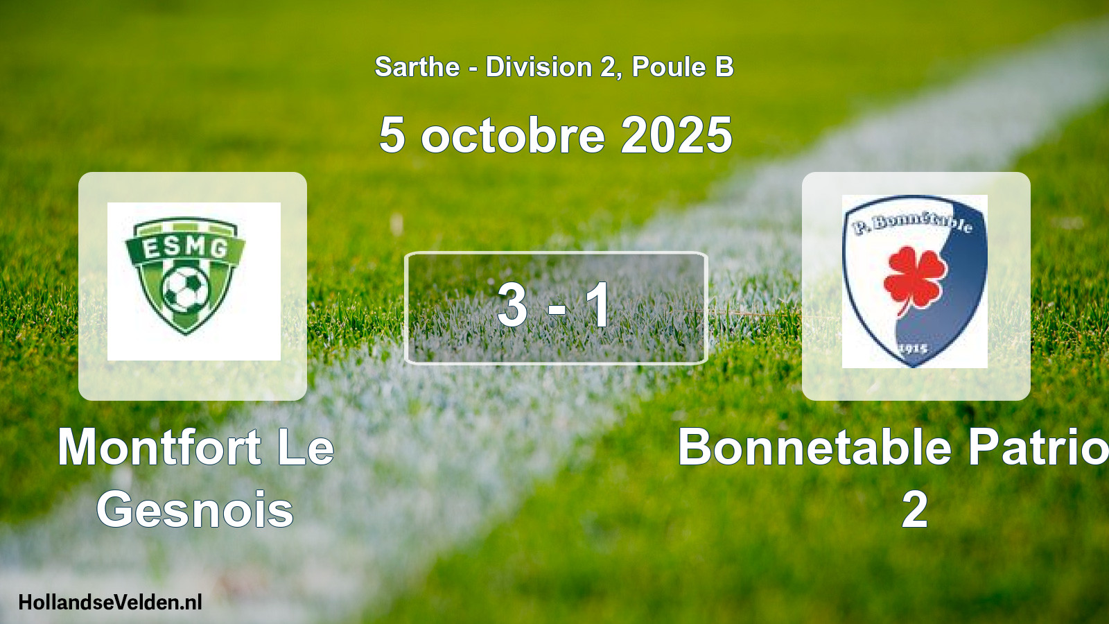 Total number of matches played: Montfort Le Gesnois - Bonnetable Patriote 2 3 - 1 (5 October 2025)