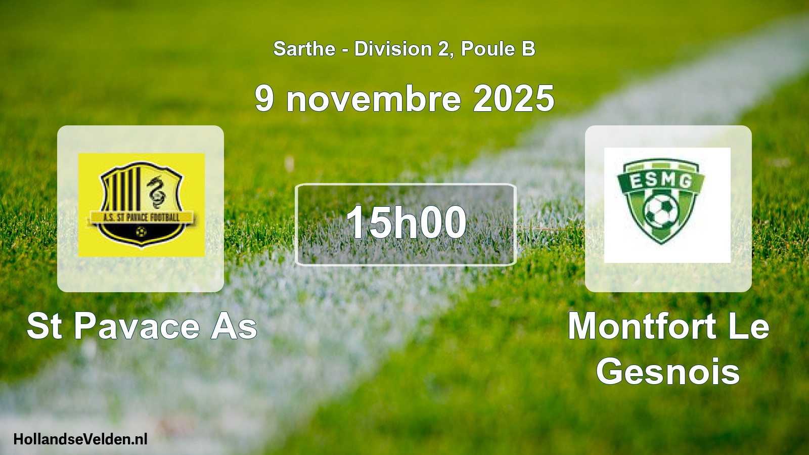 Geplande wedstrijd: St Pavace As - Montfort Le Gesnois (9 novembre 2025)
