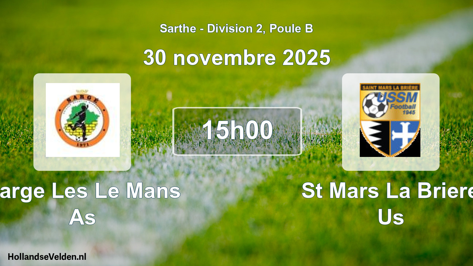 Geplande wedstrijd: Sarge Les Le Mans As - St Mars La Briere Us (30 november 2025)