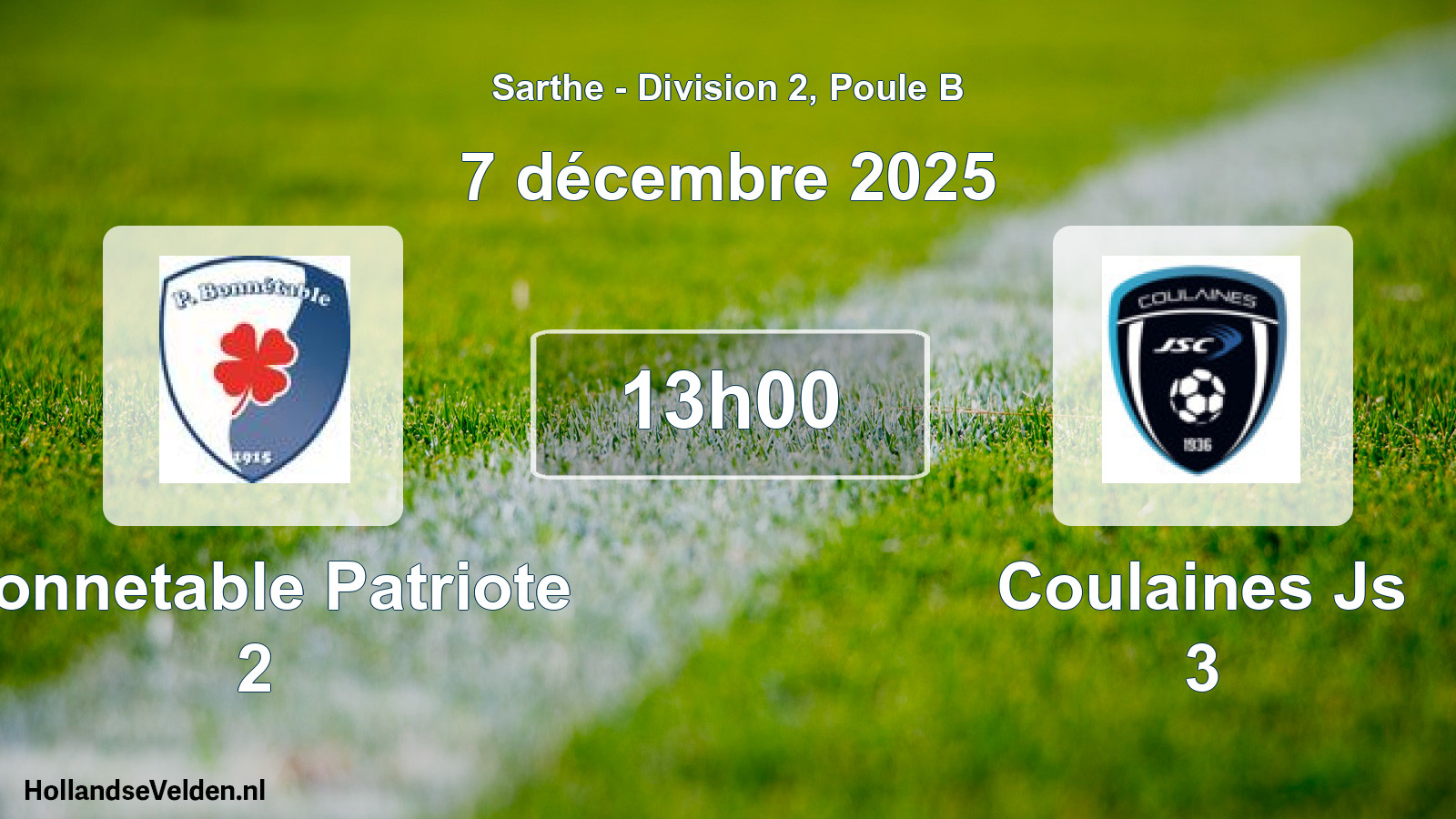 Geplande wedstrijd: Bonnetable Patriote 2 - Coulaines Js 3 (7 décembre 2025)