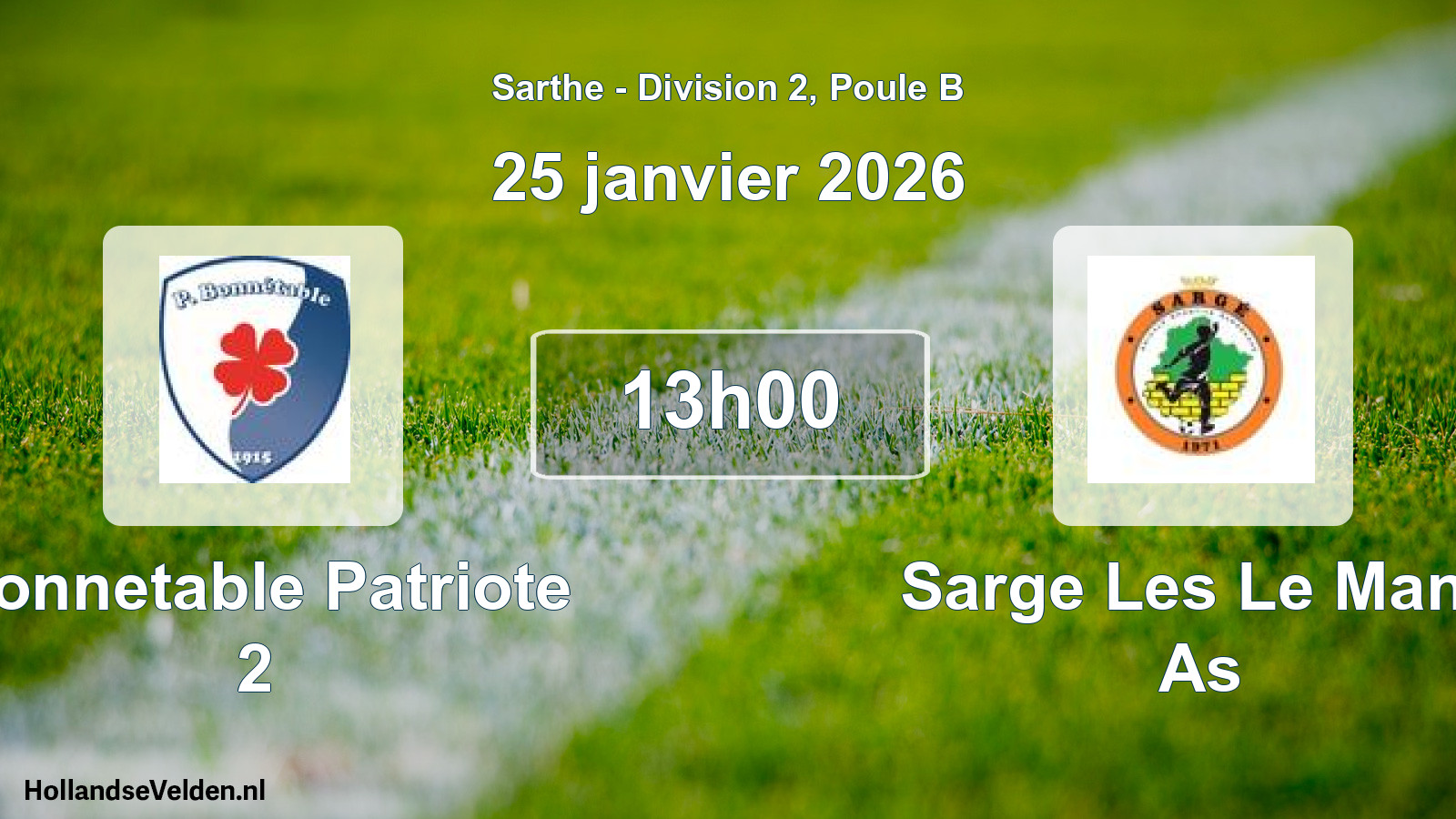 Scheduled Match: Bonnetable Patriote 2 - Sarge Les Le Mans As (25 January 2026)