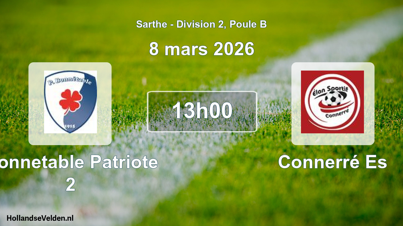 Geplande wedstrijd: Bonnetable Patriote 2 - Connerré Es (8 mars 2026)
