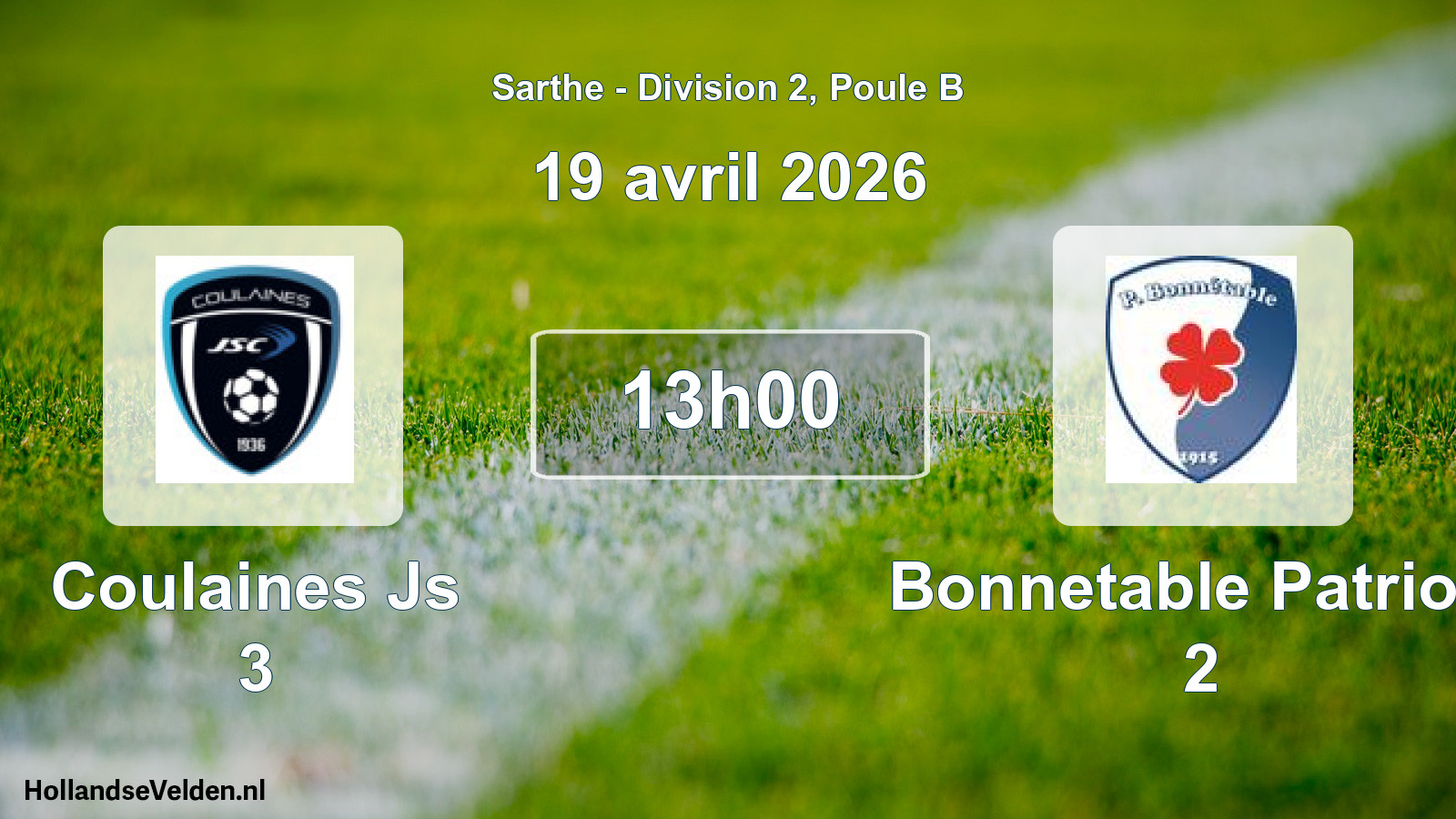Scheduled Match: Coulaines Js 3 - Bonnetable Patriote 2 (19 April 2026)