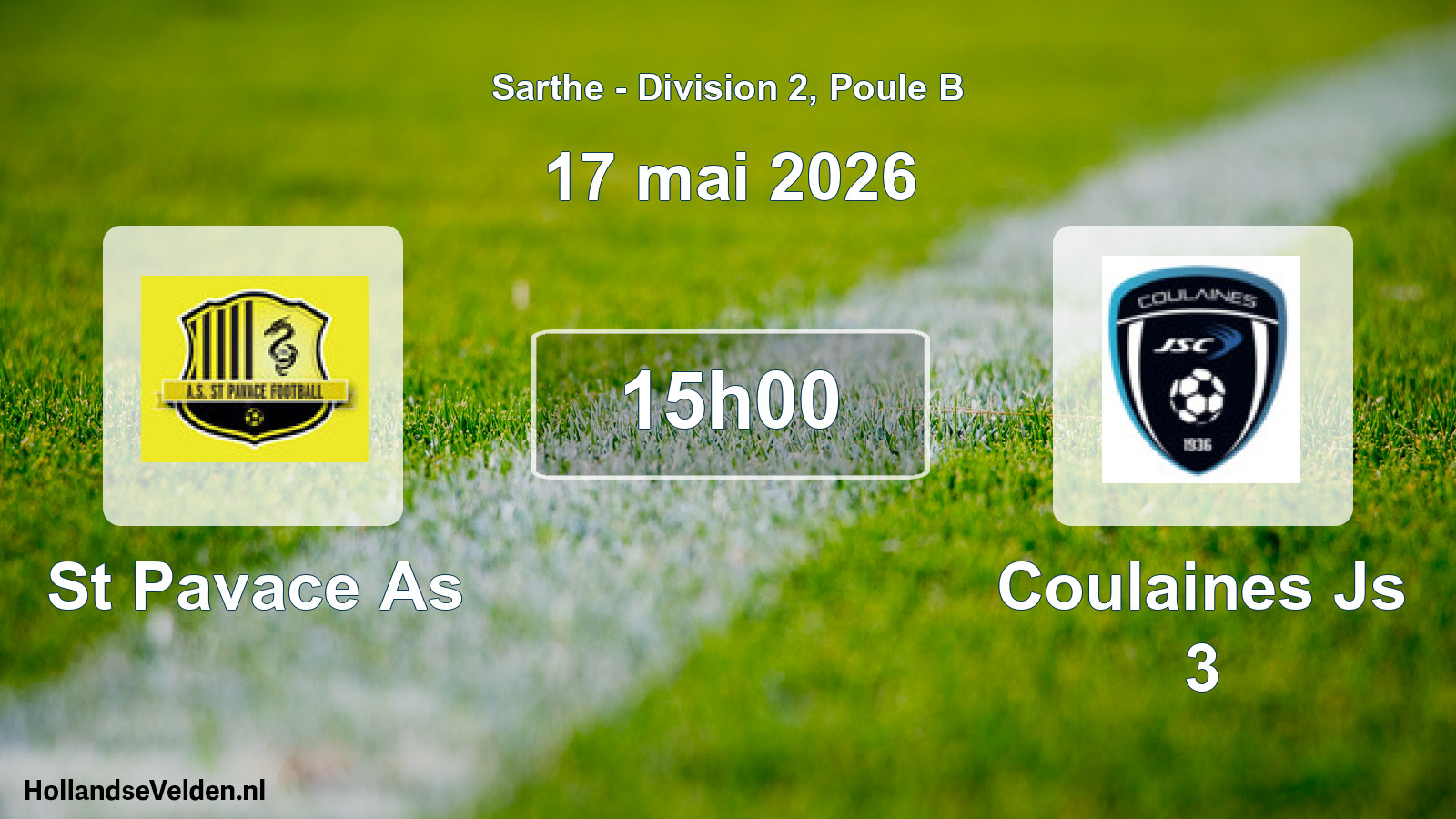 Geplande wedstrijd: St Pavace As - Coulaines Js 3 (17 mei 2026)