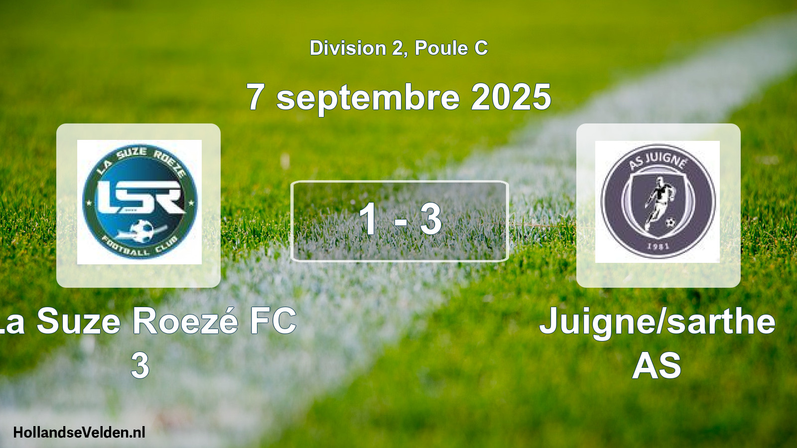 Gespeelde wedstrijd: La Suze Roezé FC 3 - Juigne/sarthe AS 1 - 3 (7 september 2025)