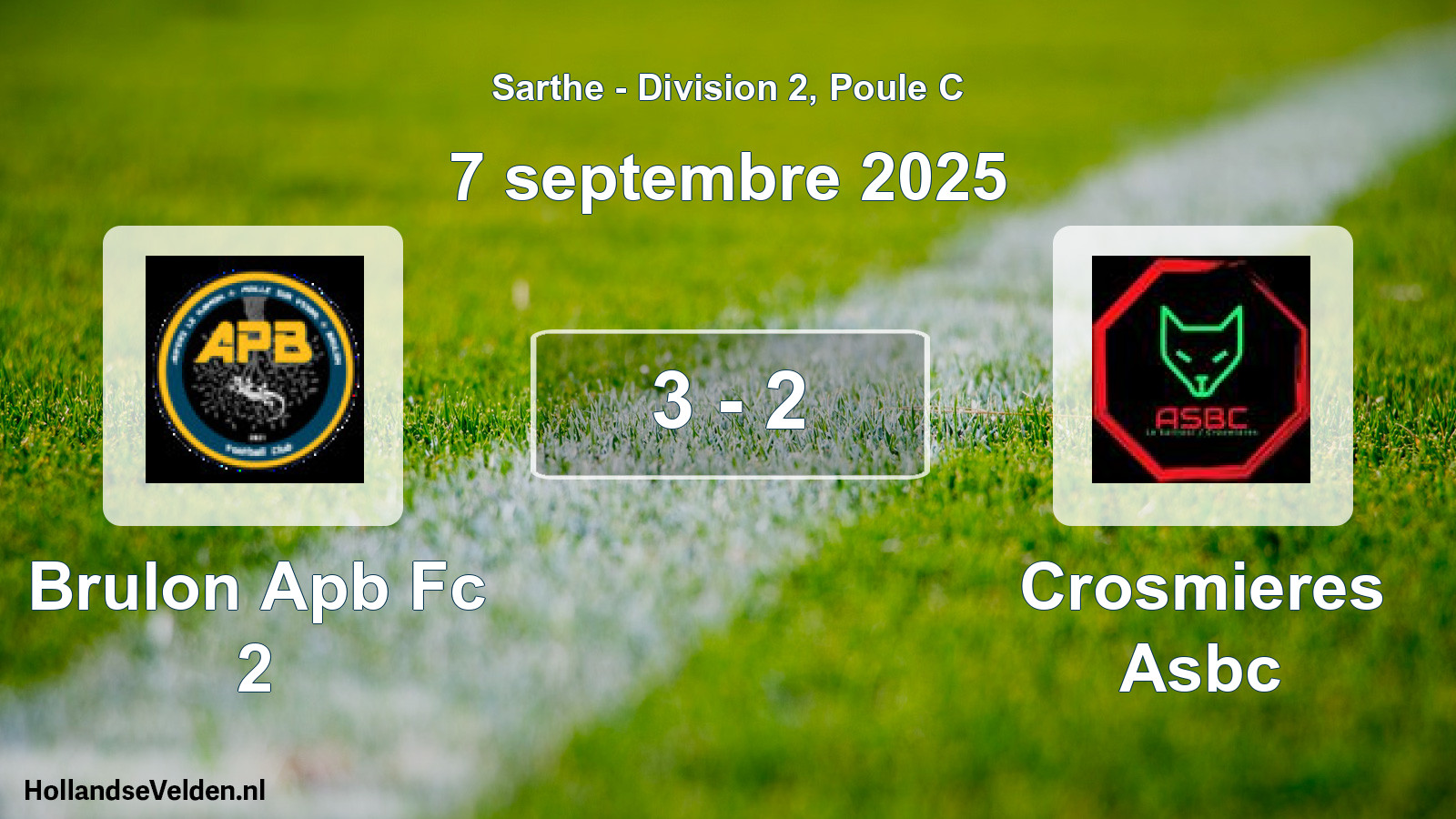 Gespeelde wedstrijd: Brulon Apb Fc 2 - Crosmieres Asbc 3 - 2 (7 september 2025)