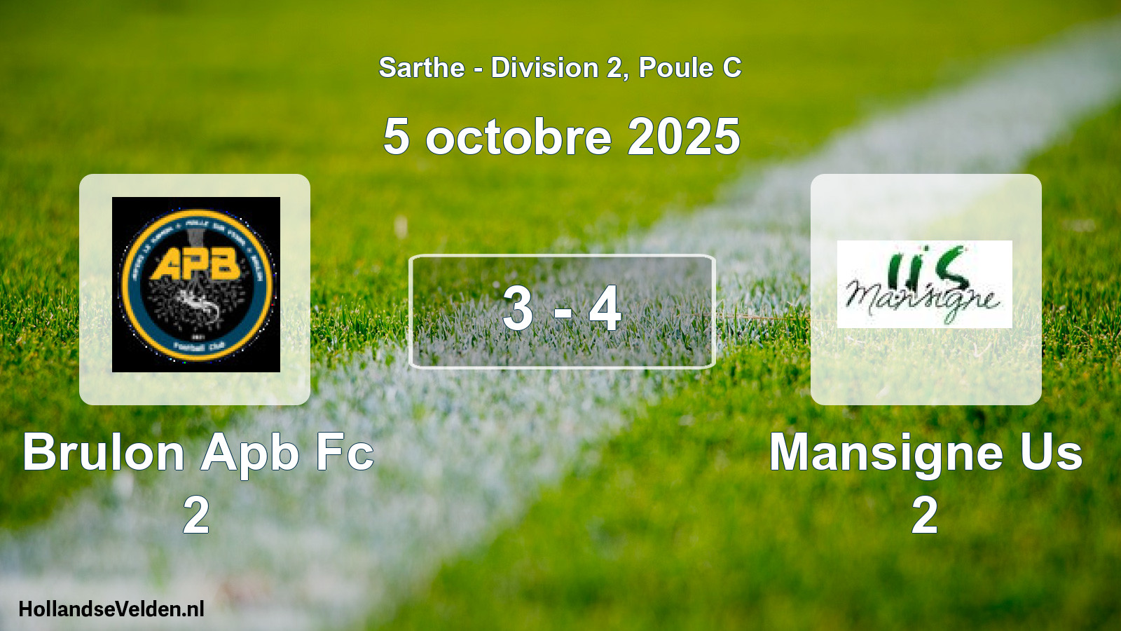 Total number of matches played: Brulon Apb Fc 2 - Mansigne Us 2 3 - 4 (5 October 2025)