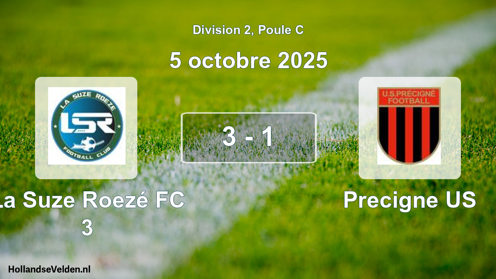 Gespeelde wedstrijd: La Suze Roezé FC 3 - Precigne US 3 - 1 (5 oktober 2025)