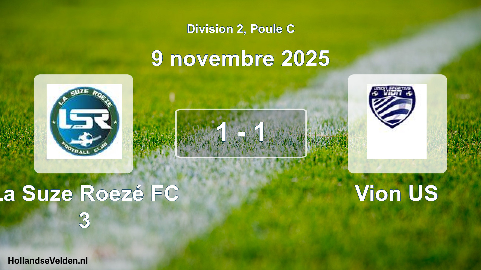 Gespeelde wedstrijd: La Suze Roezé FC 3 - Vion US 1 - 1 (9 november 2025)
