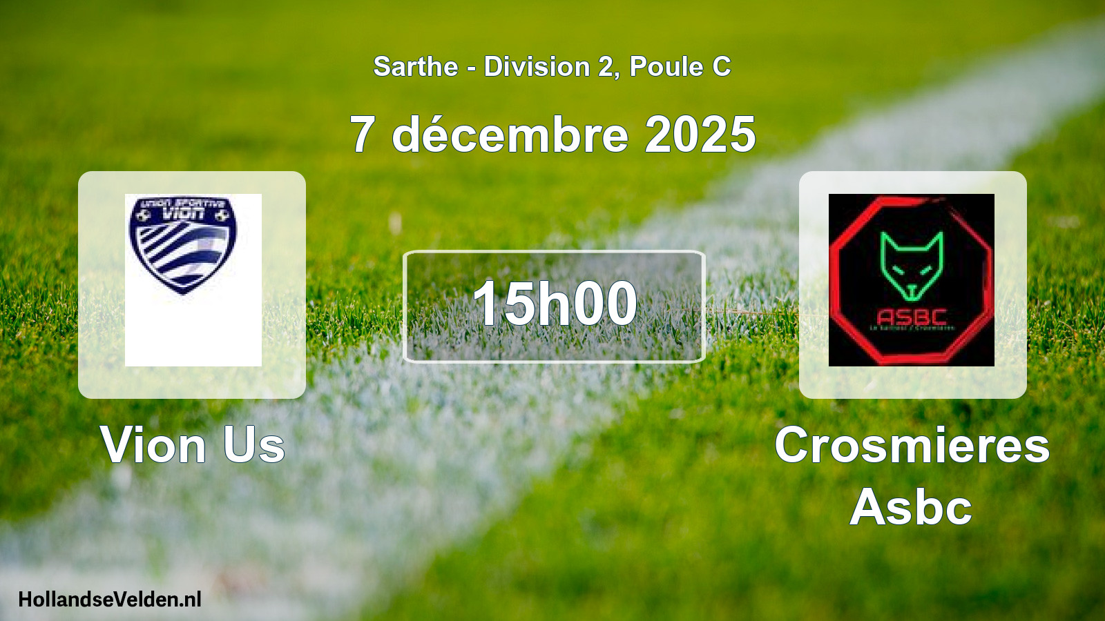 Geplande wedstrijd: Vion Us - Crosmieres Asbc (7 décembre 2025)