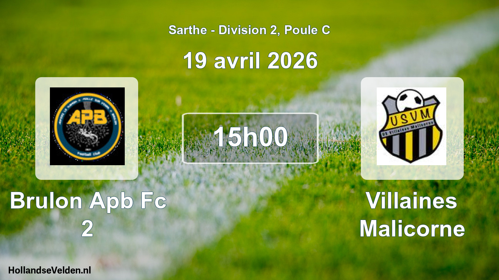 Geplande wedstrijd: Brulon Apb Fc 2 - Villaines Malicorne (19 april 2026)