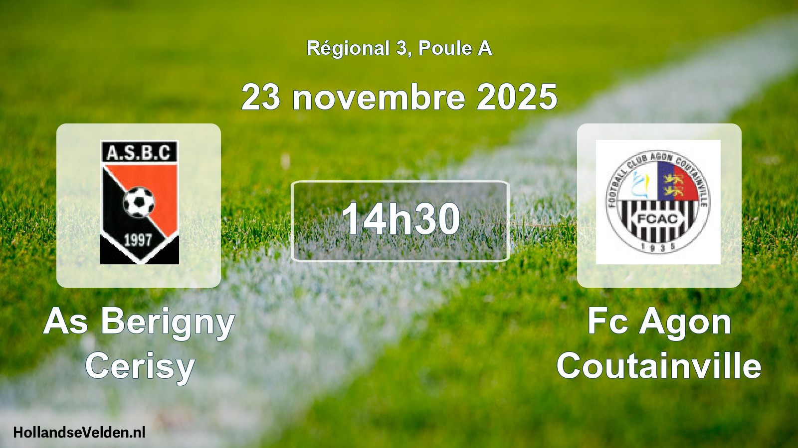 Geplande wedstrijd: As Berigny Cerisy - Fc Agon Coutainville (23 november 2025)
