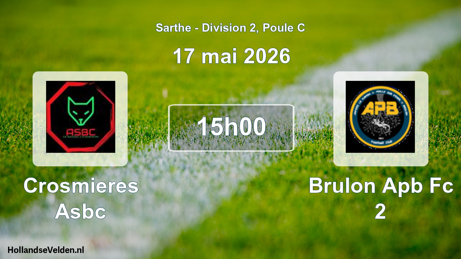 Geplande wedstrijd: Crosmieres Asbc - Brulon Apb Fc 2 (17 mai 2026)