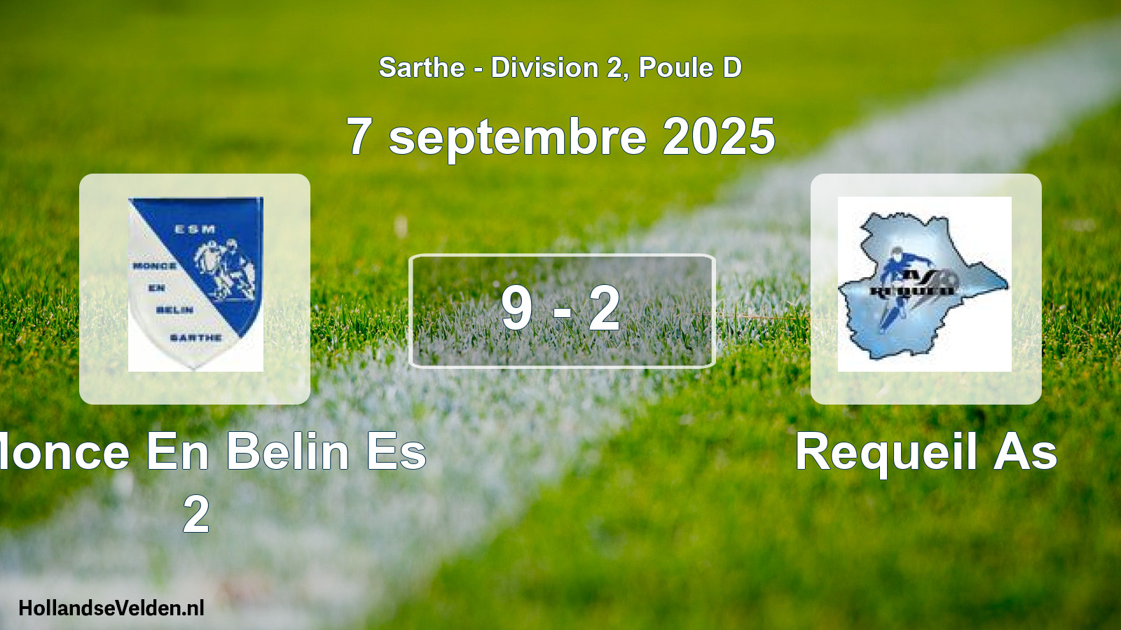 Gespeelde wedstrijd: Monce En Belin Es 2 - Requeil As 9 - 2 (7 septembre 2025)