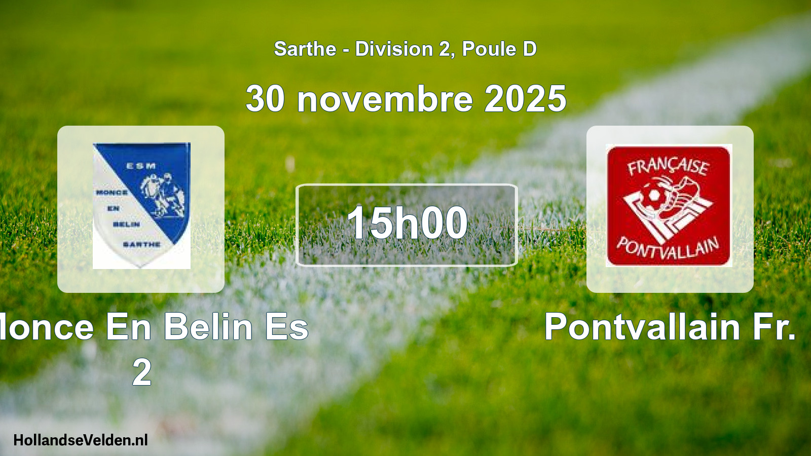 Geplande wedstrijd: Monce En Belin Es 2 - Pontvallain Fr. (30 november 2025)