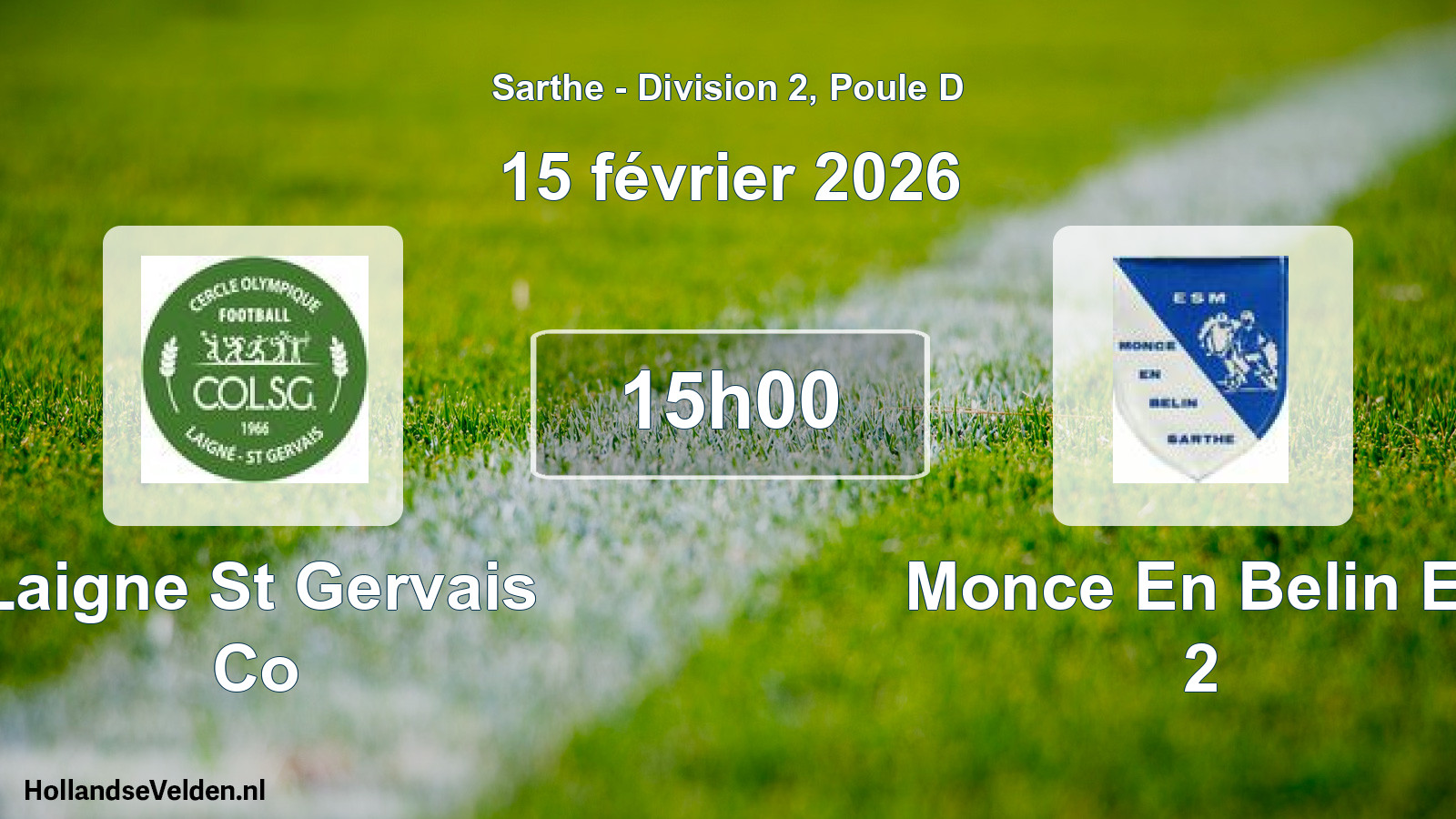 Geplande wedstrijd: Laigne St Gervais Co - Monce En Belin Es 2 (15 februari 2026)