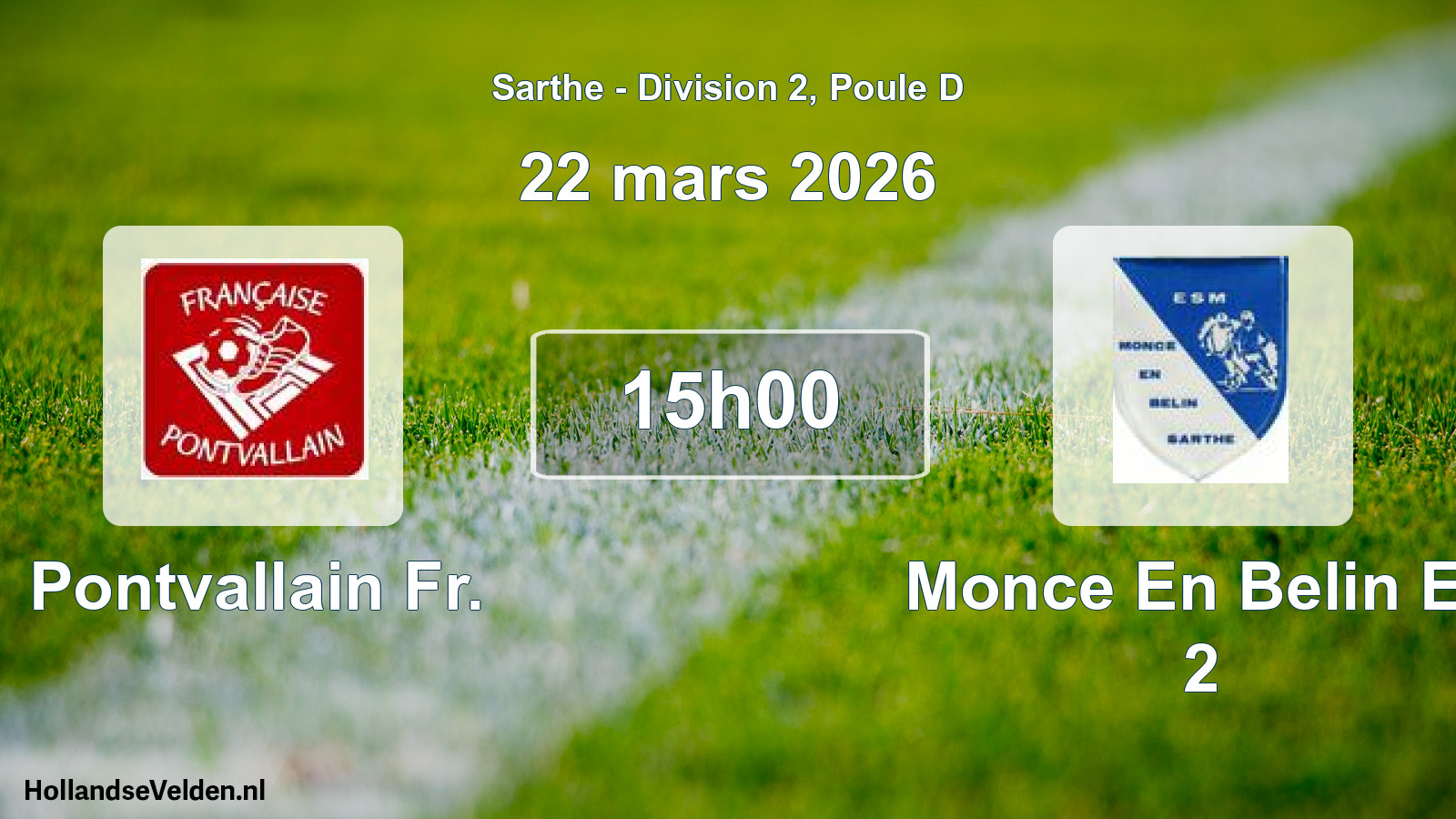 Geplande wedstrijd: Pontvallain Fr. - Monce En Belin Es 2 (22 maart 2026)
