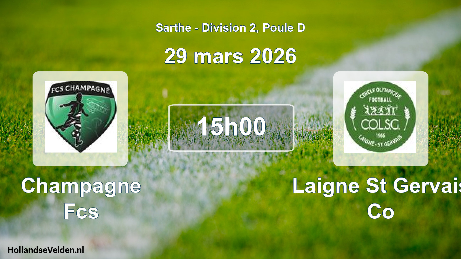 Geplande wedstrijd: Champagne Fcs - Laigne St Gervais Co (29 maart 2026)