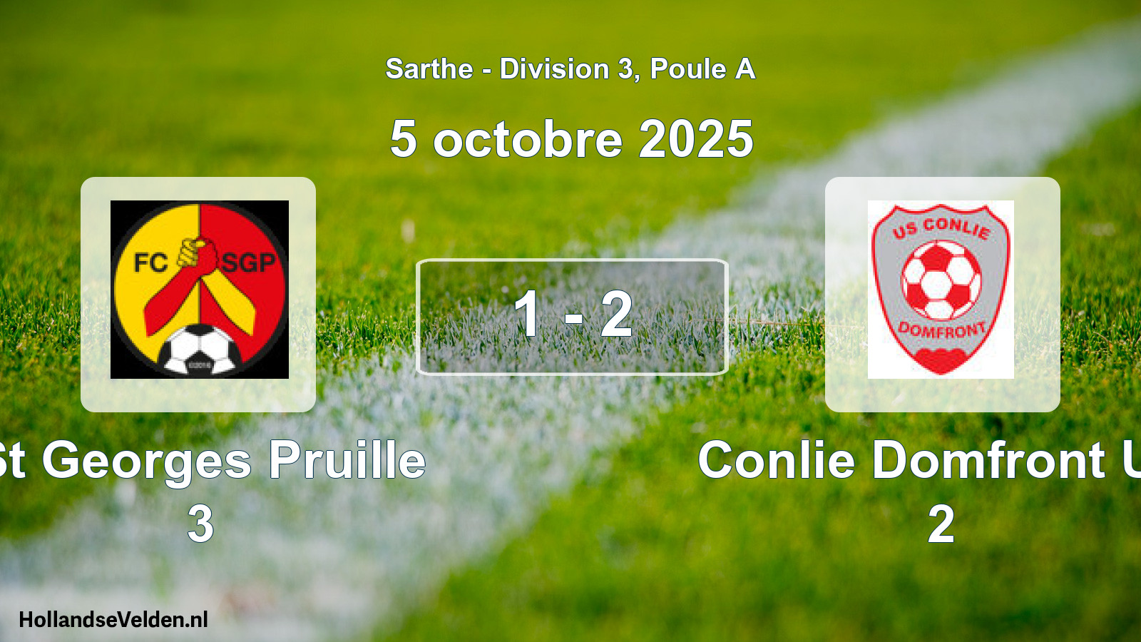 Gespeelde wedstrijd: St Georges Pruille 3 - Conlie Domfront Us 2 1 - 2 (5 octobre 2025)