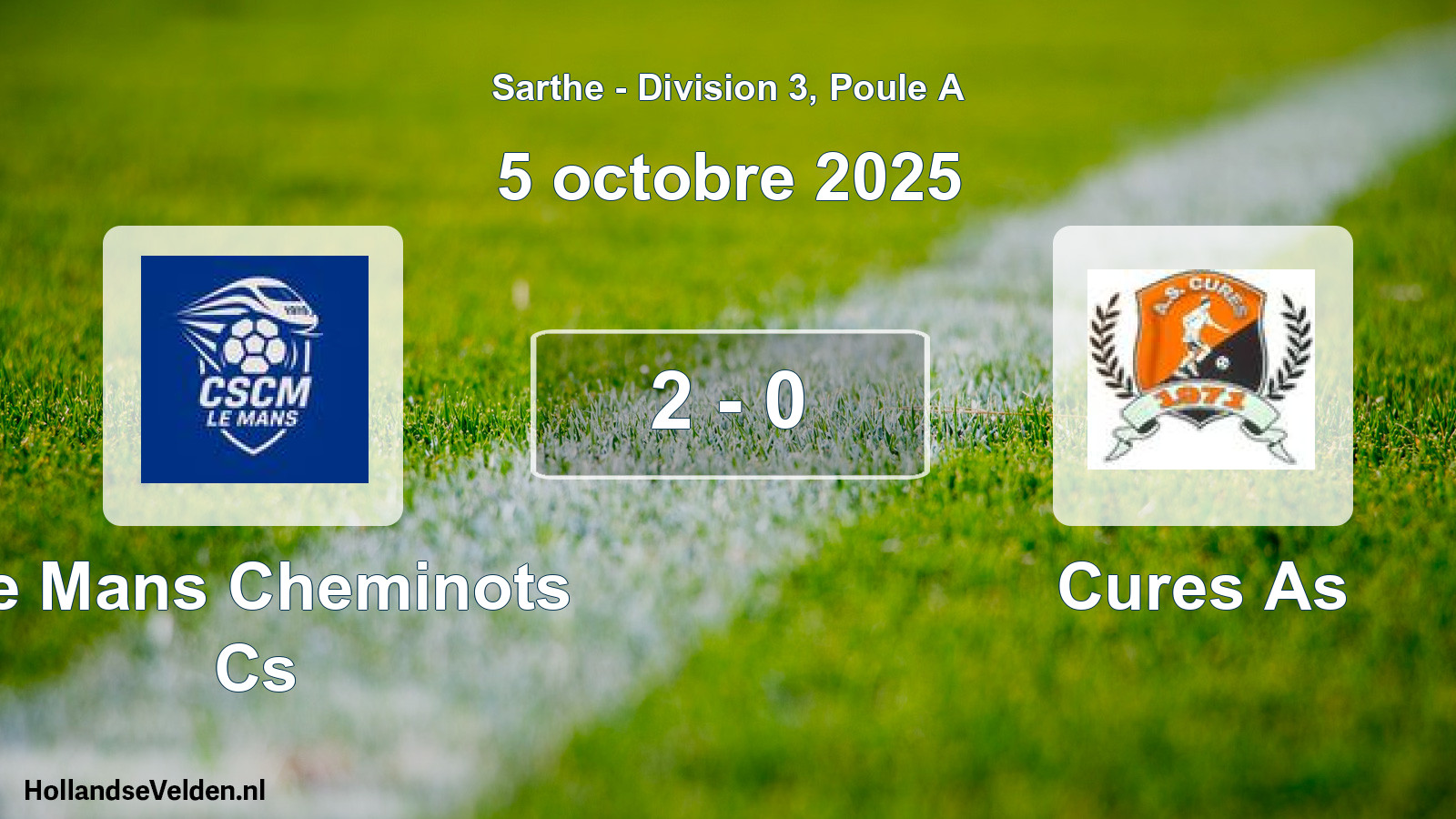 Gespeelde wedstrijd: Le Mans Cheminots Cs - Cures As 2 - 0 (5 octobre 2025)