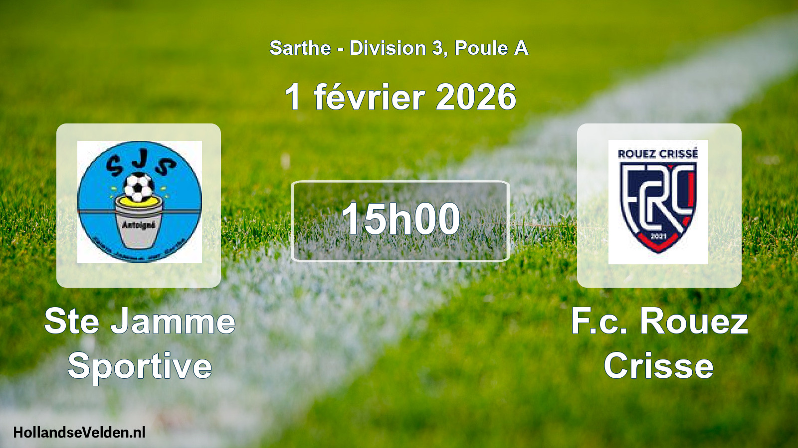 Scheduled Match: Ste Jamme Sportive - F.c. Rouez Crisse (1 February 2026)