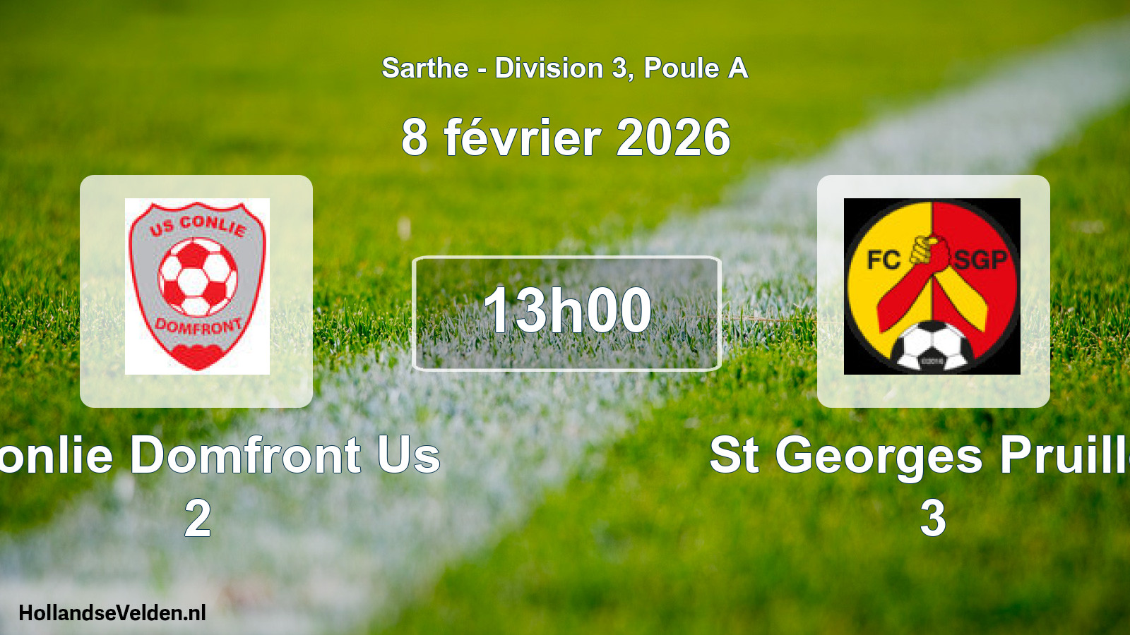 Geplande wedstrijd: Conlie Domfront Us 2 - St Georges Pruille 3 (8 février 2026)