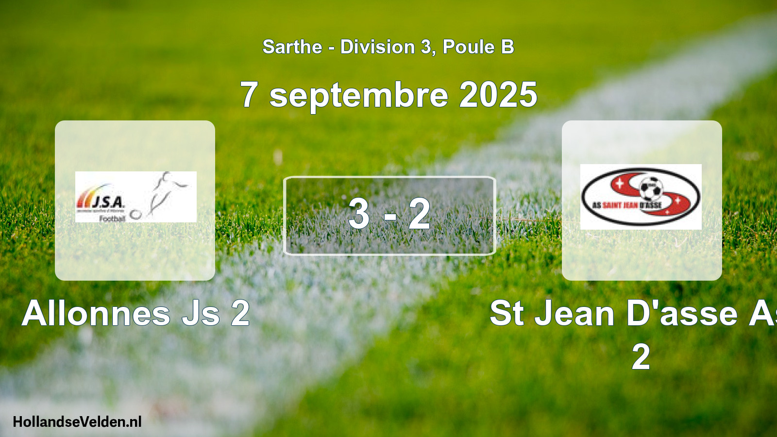 Gespeelde wedstrijd: Allonnes Js 2 - St Jean D'asse As 2 3 - 2 (7 septembre 2025)