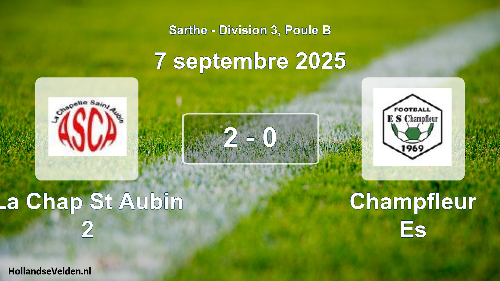Gespeelde wedstrijd: La Chap St Aubin 2 - Champfleur Es 2 - 0 (7 septembre 2025)