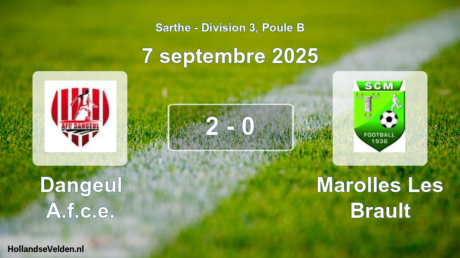Total number of matches played: Dangeul A.f.c.e. - Marolles Les Brault 2 - 0 (7 September 2025)
