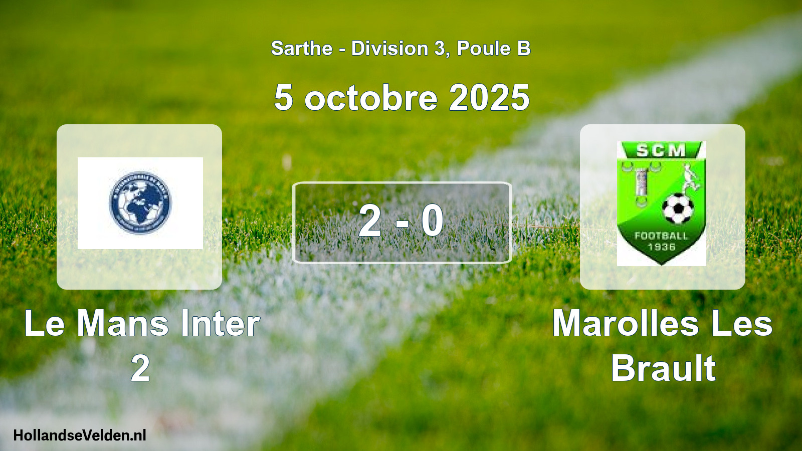 Gespeelde wedstrijd: Le Mans Inter 2 - Marolles Les Brault 2 - 0 (5 oktober 2025)