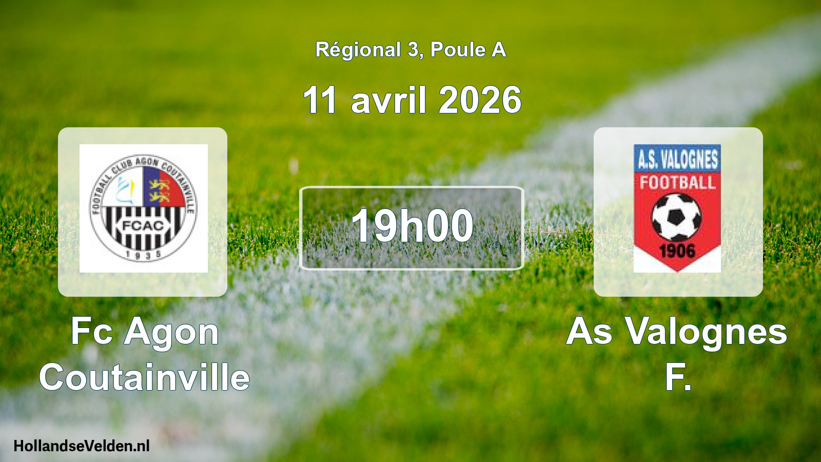 Geplande wedstrijd: Fc Agon Coutainville - As Valognes F. (11 avril 2026)
