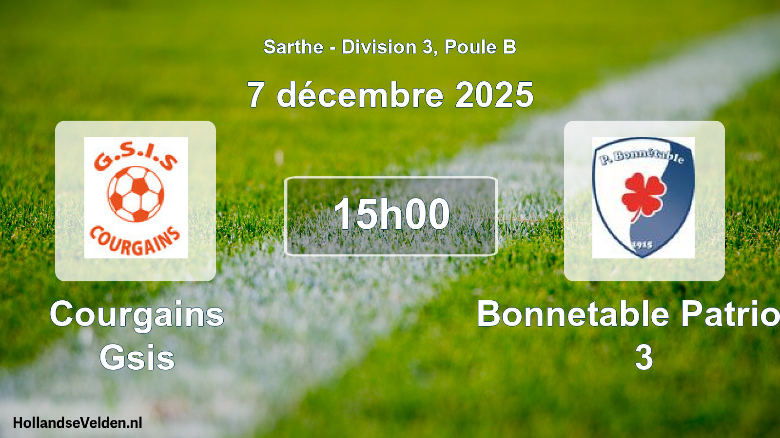 Geplande wedstrijd: Courgains Gsis - Bonnetable Patriote 3 (7 décembre 2025)