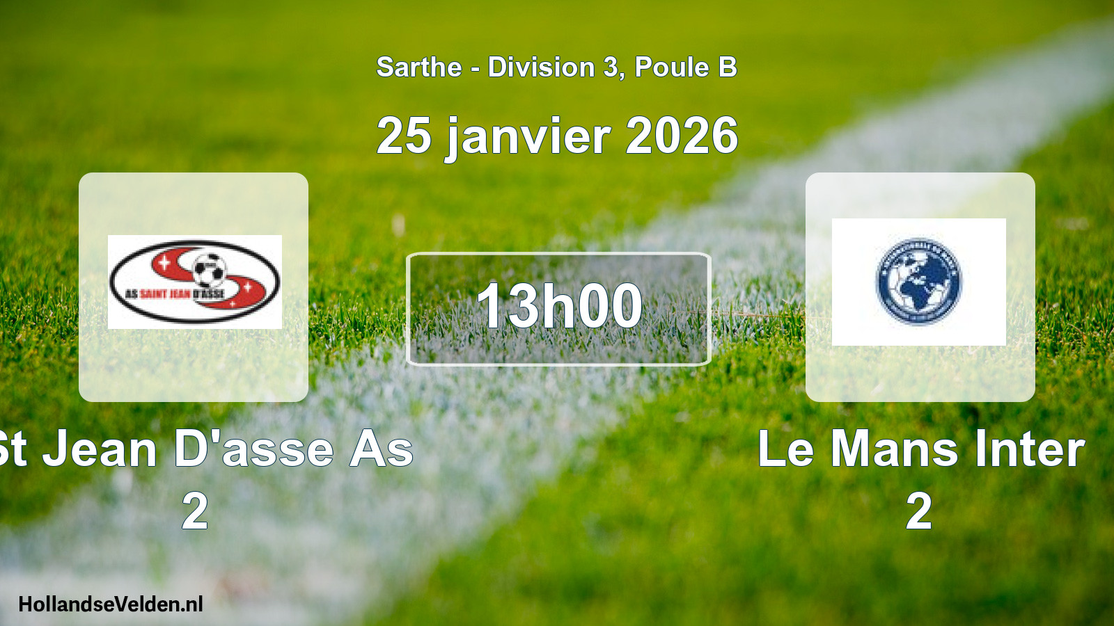 Geplande wedstrijd: St Jean D'asse As 2 - Le Mans Inter 2 (25 januari 2026)