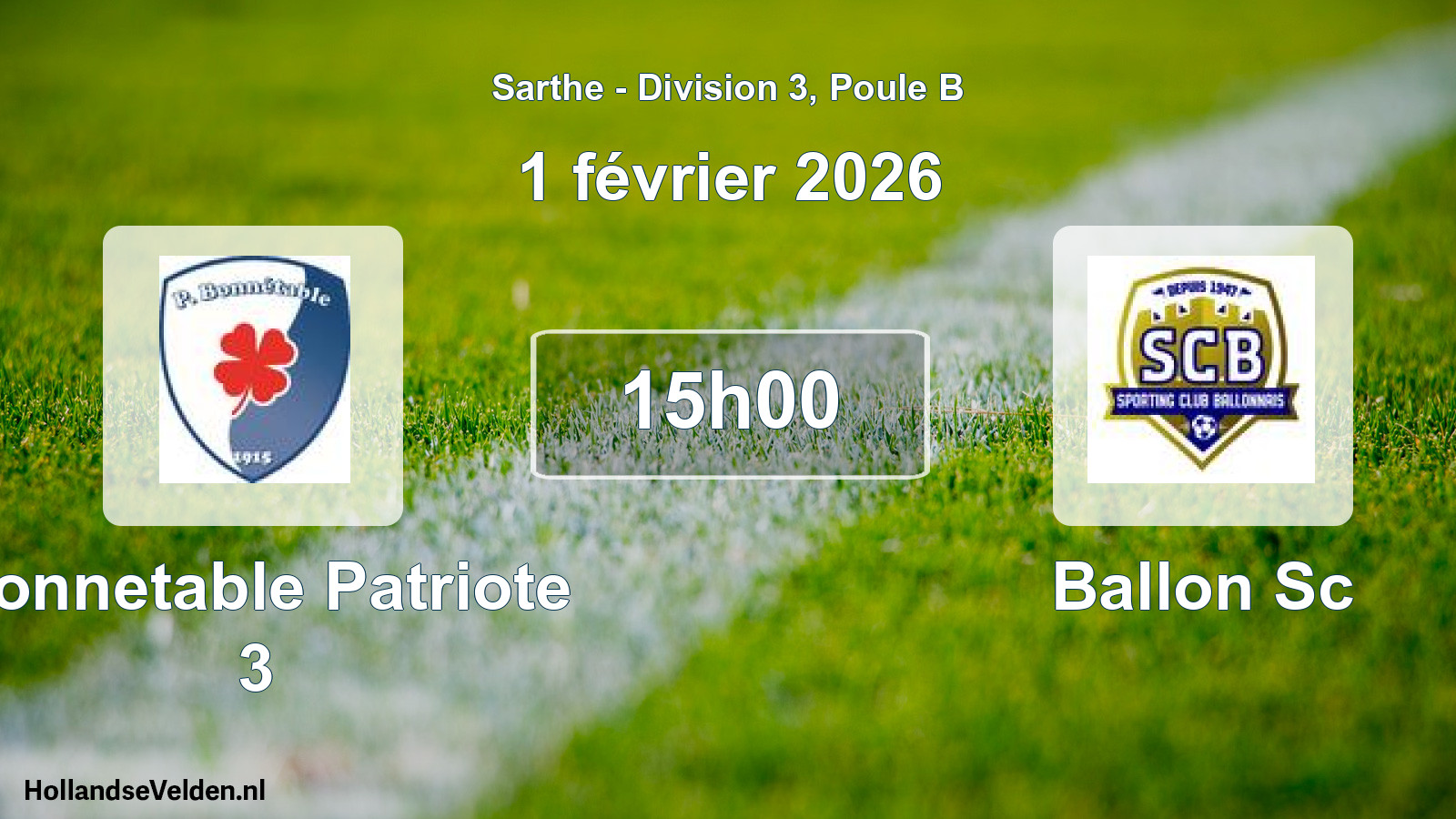 Scheduled Match: Bonnetable Patriote 3 - Ballon Sc (1 February 2026)