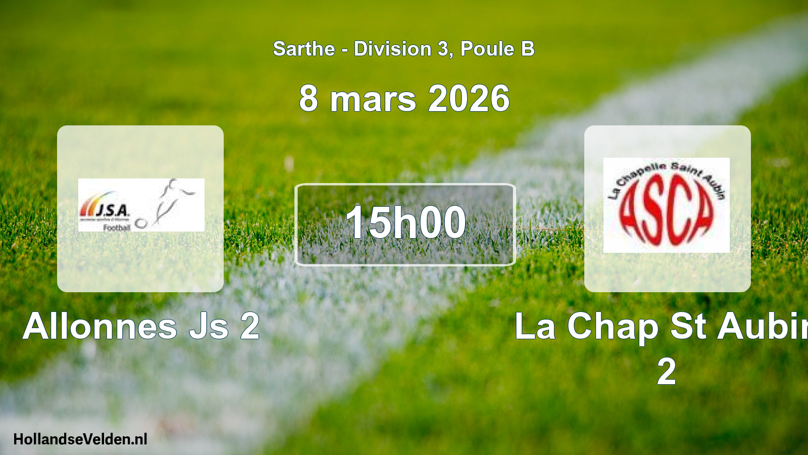 Geplande wedstrijd: Allonnes Js 2 - La Chap St Aubin 2 (8 mars 2026)