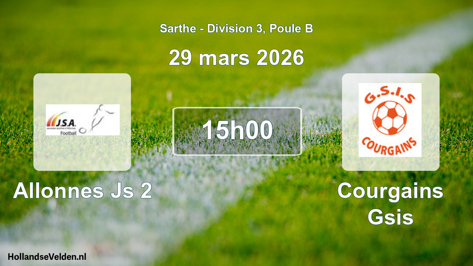 Geplande wedstrijd: Allonnes Js 2 - Courgains Gsis (29 mars 2026)