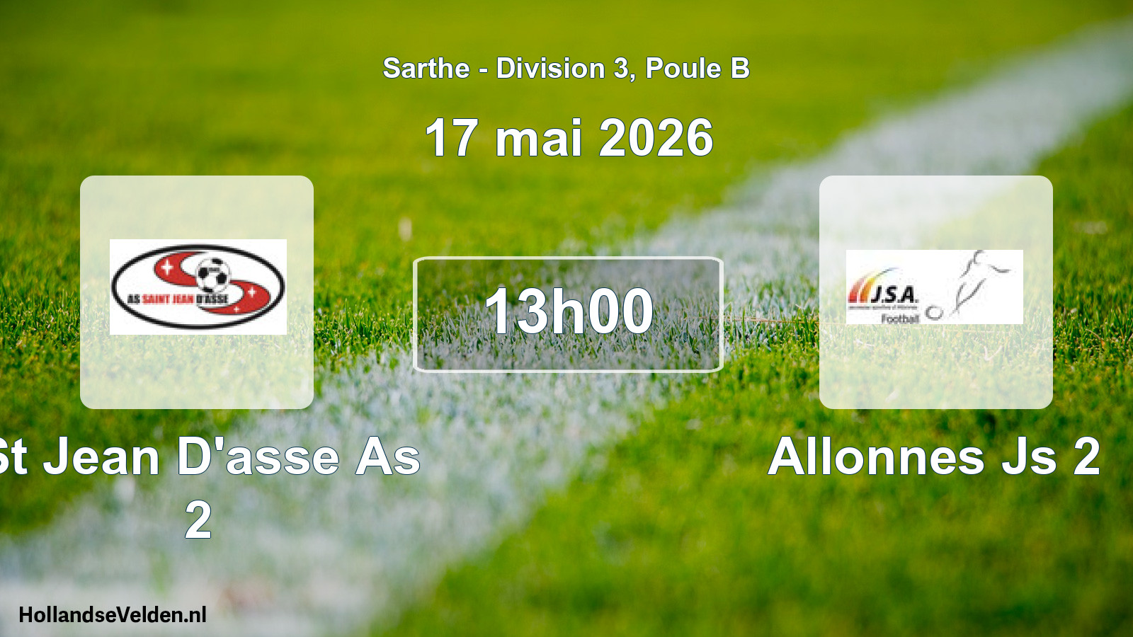 Geplande wedstrijd: St Jean D'asse As 2 - Allonnes Js 2 (17 mei 2026)