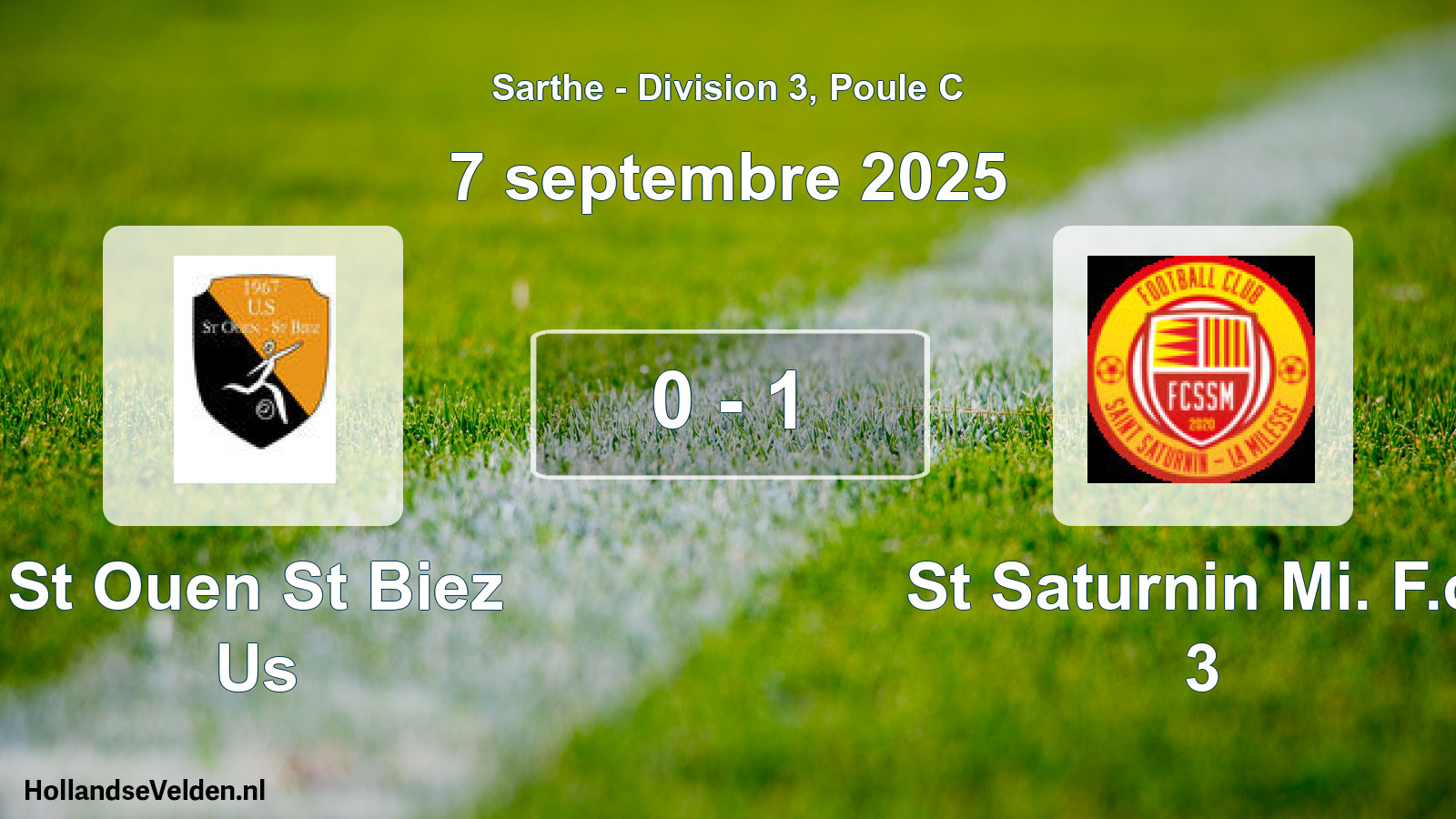 Total number of matches played: St Ouen St Biez Us - St Saturnin Mi. F.c. 3 0 - 1 (7 September 2025)