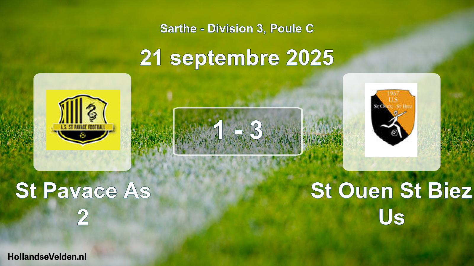 Gespeelde wedstrijd: St Pavace As 2 - St Ouen St Biez Us 1 - 3 (21 septembre 2025)