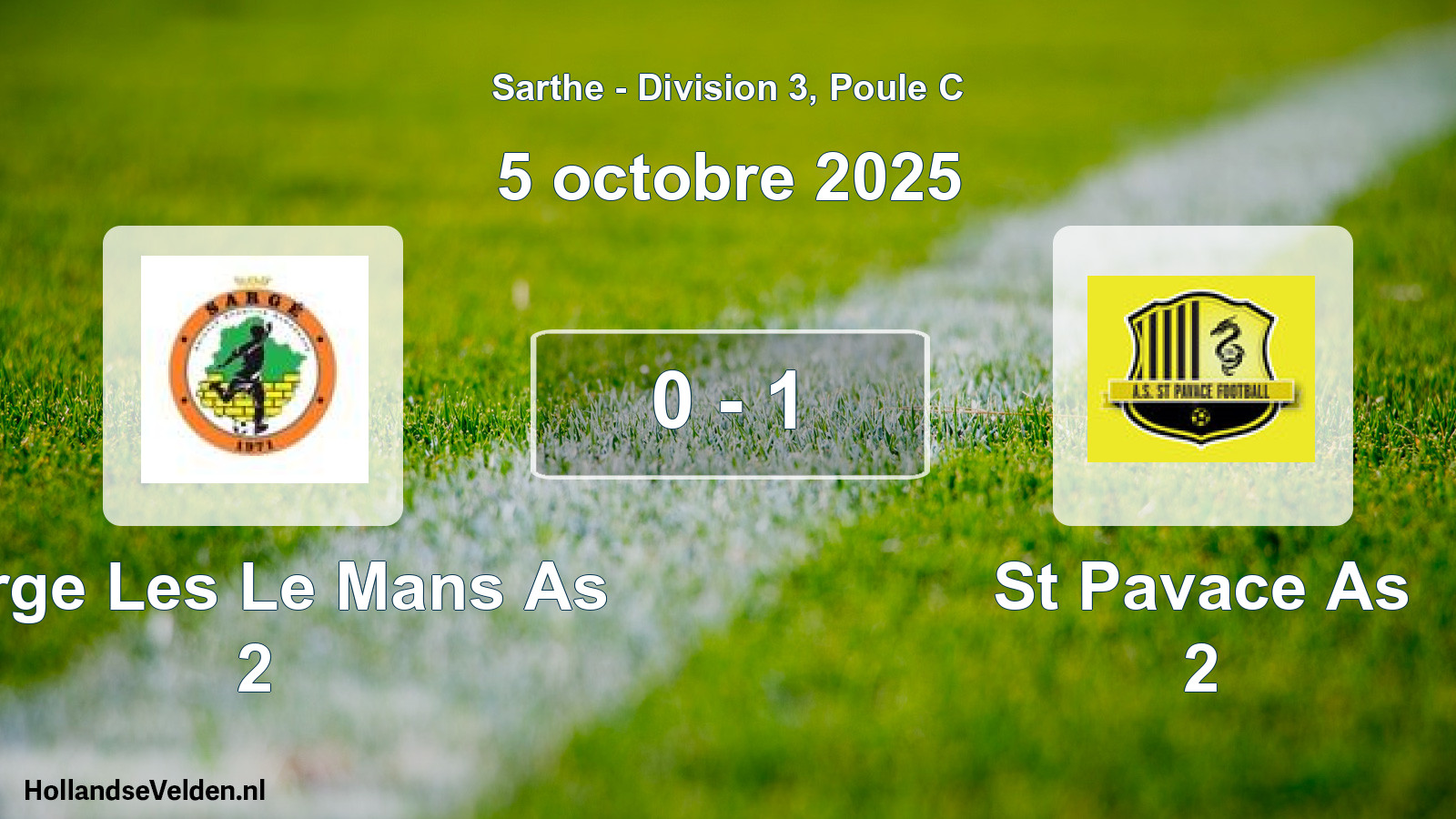Gespeelde wedstrijd: Sarge Les Le Mans As 2 - St Pavace As 2 0 - 1 (5 oktober 2025)