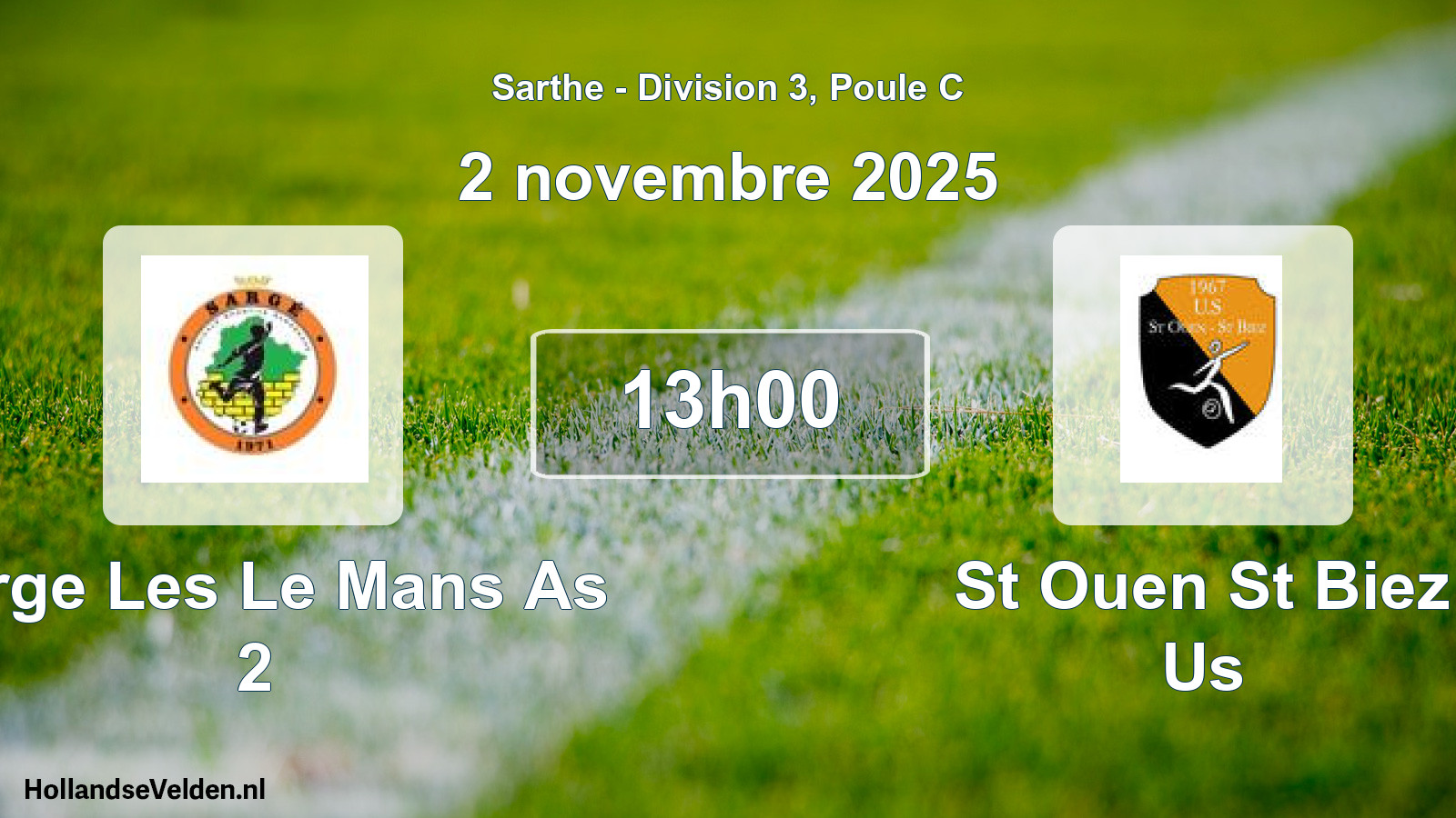 Geplande wedstrijd: Sarge Les Le Mans As 2 - St Ouen St Biez Us (2 novembre 2025)
