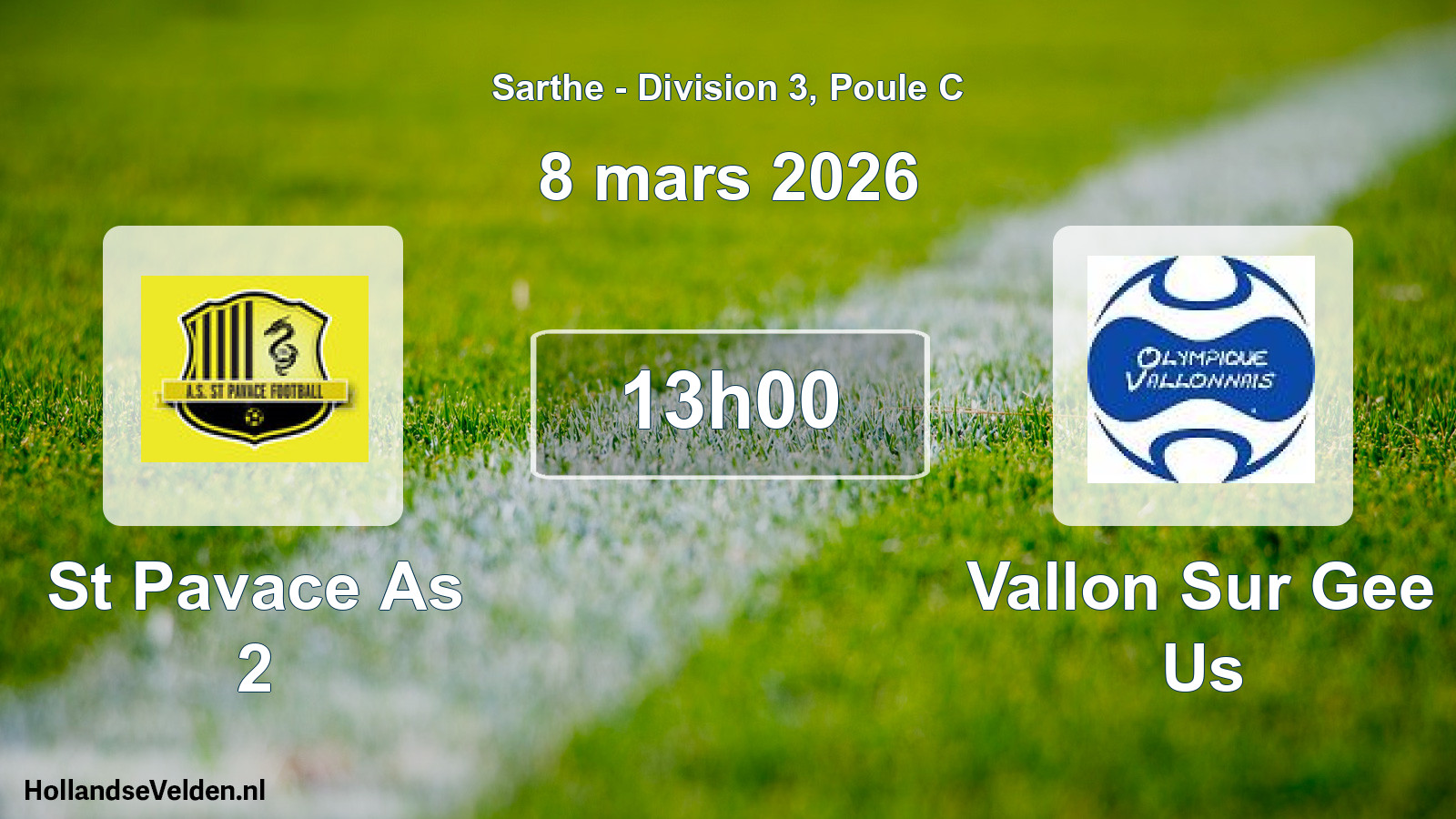 Geplande wedstrijd: St Pavace As 2 - Vallon Sur Gee Us (8 maart 2026)