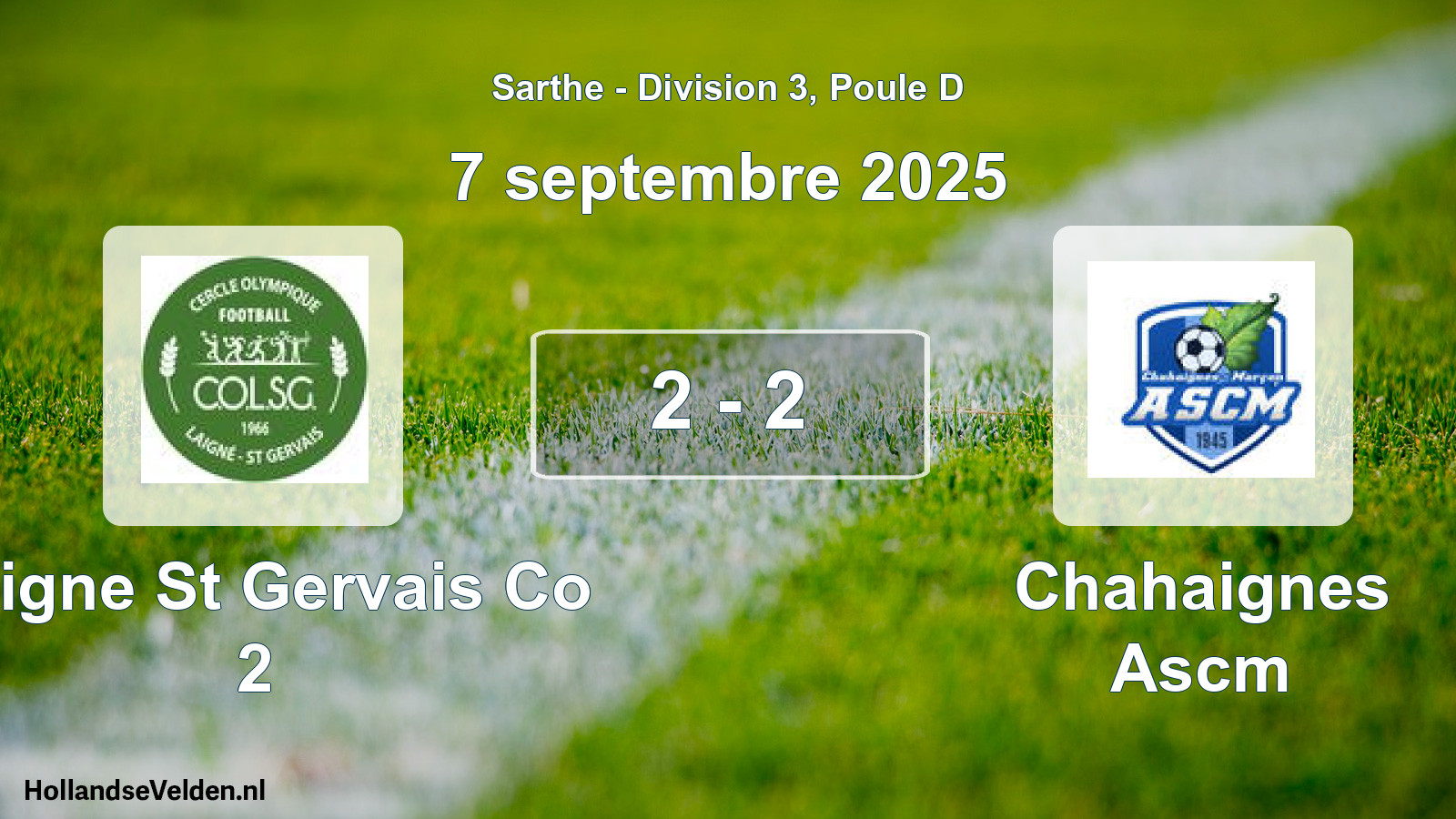 Gespeelde wedstrijd: Laigne St Gervais Co 2 - Chahaignes Ascm 2 - 2 (7 septembre 2025)