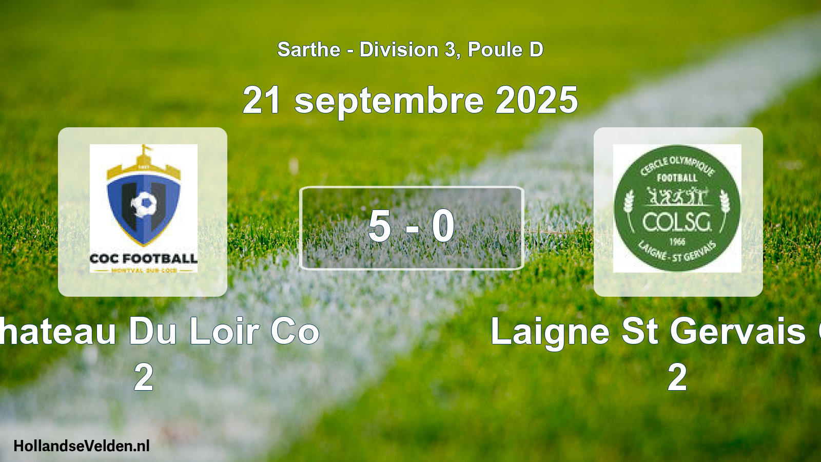 Total number of matches played: Chateau Du Loir Co 2 - Laigne St Gervais Co 2 5 - 0 (21 September 2025)