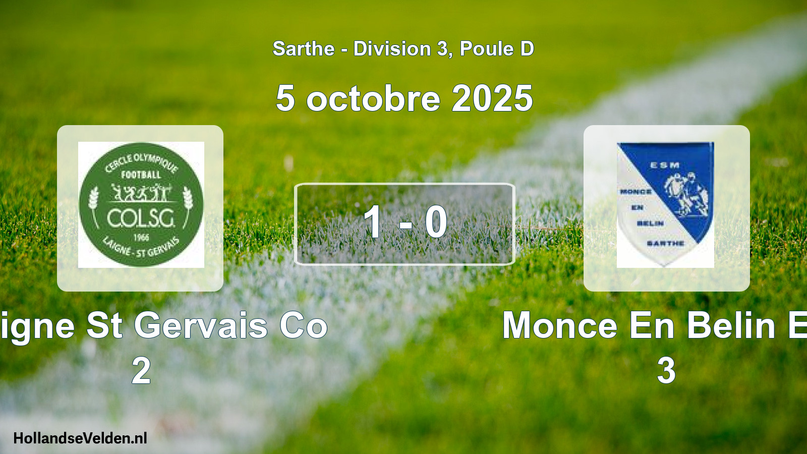 Total number of matches played: Laigne St Gervais Co 2 - Monce En Belin Es 3 1 - 0 (5 October 2025)