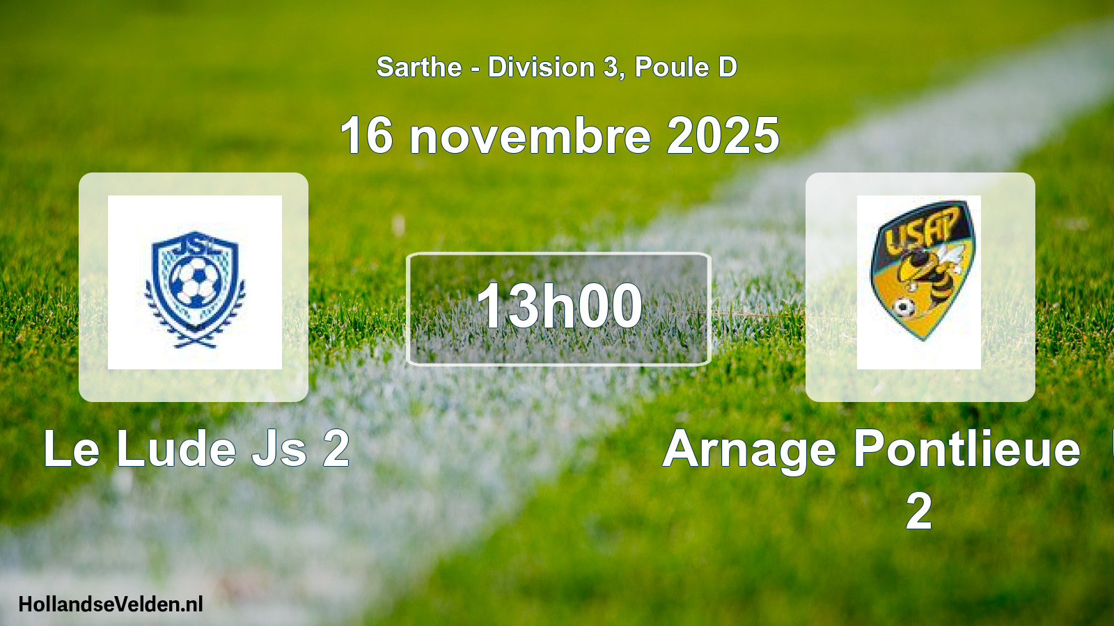 Geplande wedstrijd: Le Lude Js 2 - Arnage Pontlieue Us 2 (16 novembre 2025)