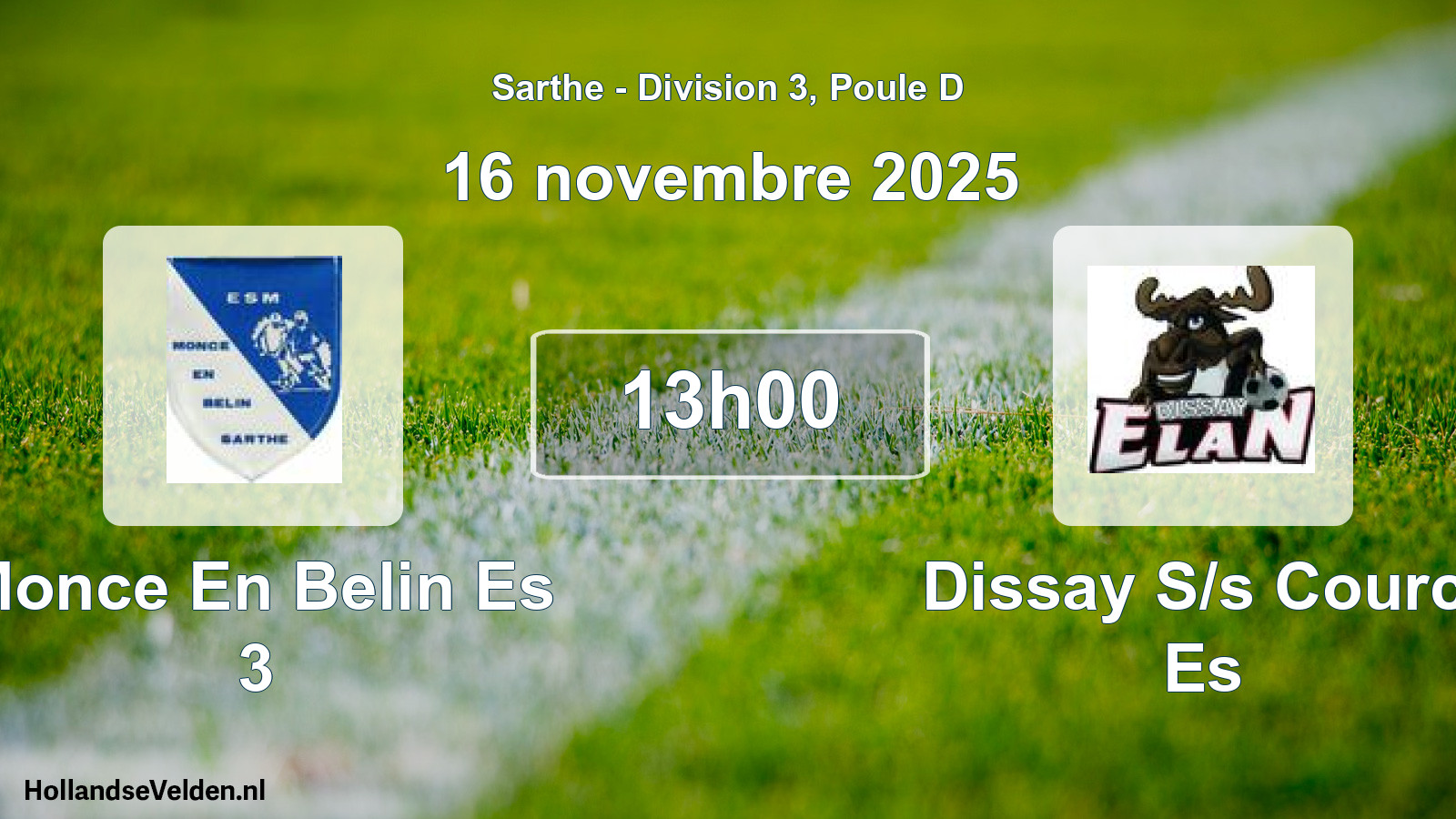 Geplande wedstrijd: Monce En Belin Es 3 - Dissay S/s Courc. Es (16 november 2025)
