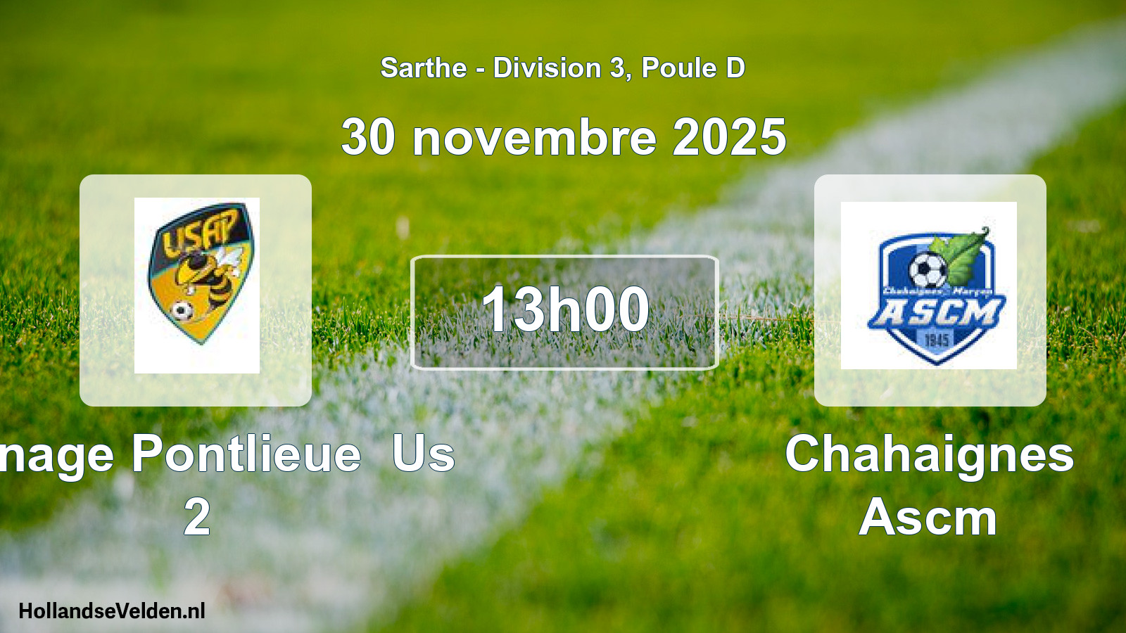 Geplande wedstrijd: Arnage Pontlieue Us 2 - Chahaignes Ascm (30 novembre 2025)