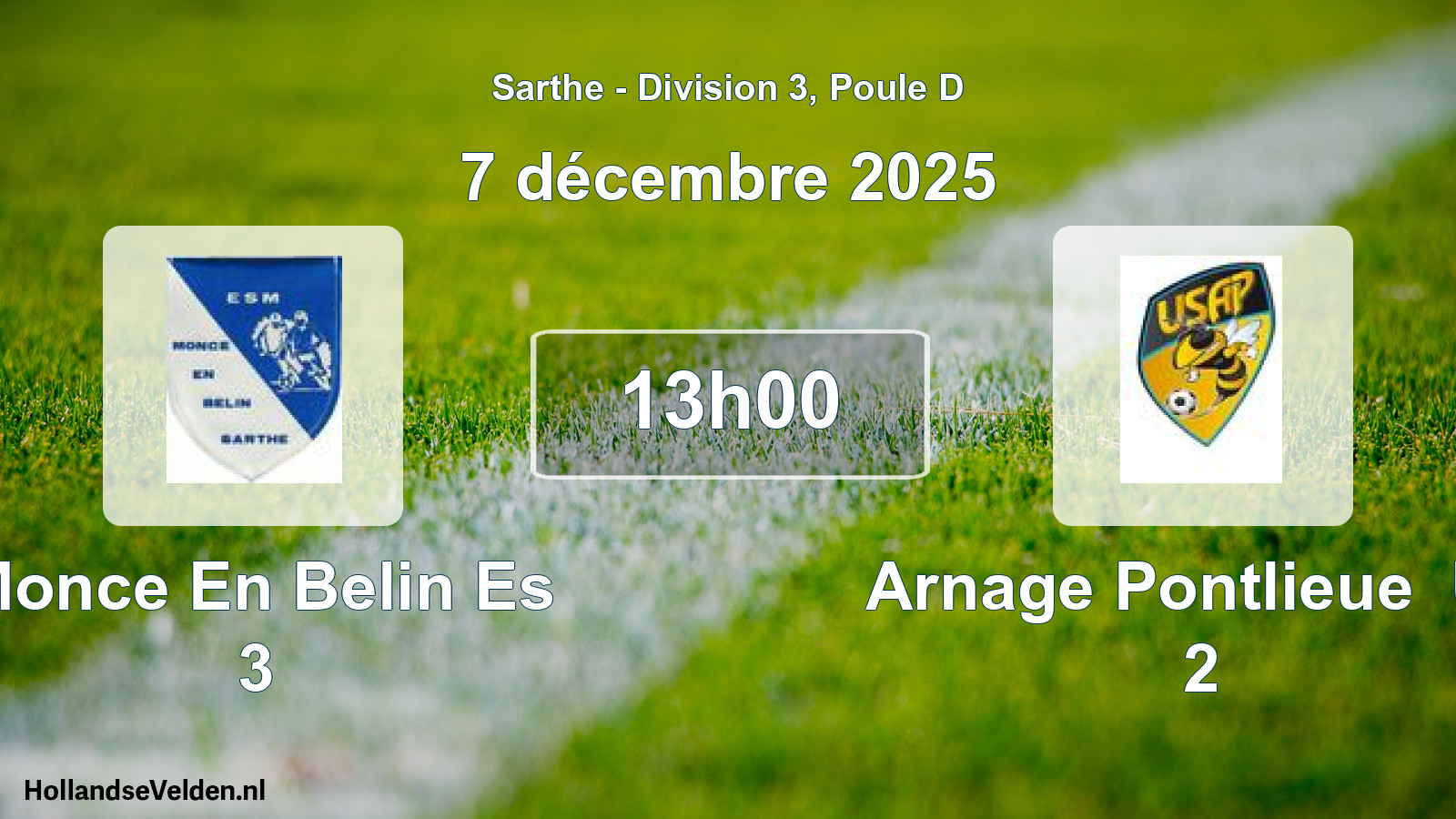 Geplande wedstrijd: Monce En Belin Es 3 - Arnage Pontlieue Us 2 (7 décembre 2025)