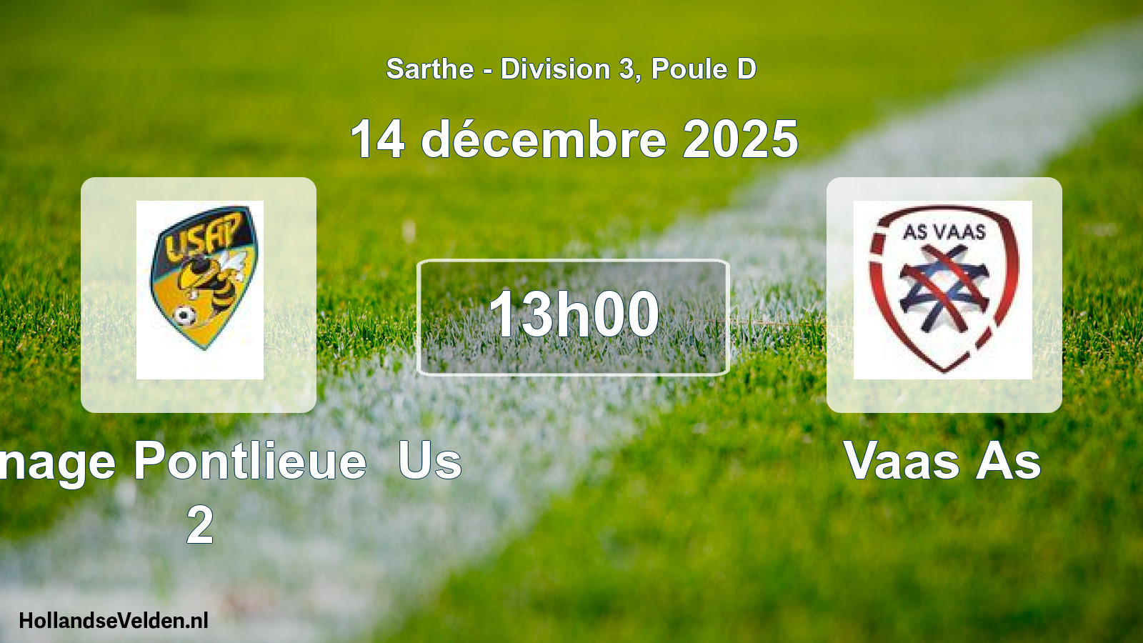 Geplande wedstrijd: Arnage Pontlieue Us 2 - Vaas As (14 décembre 2025)